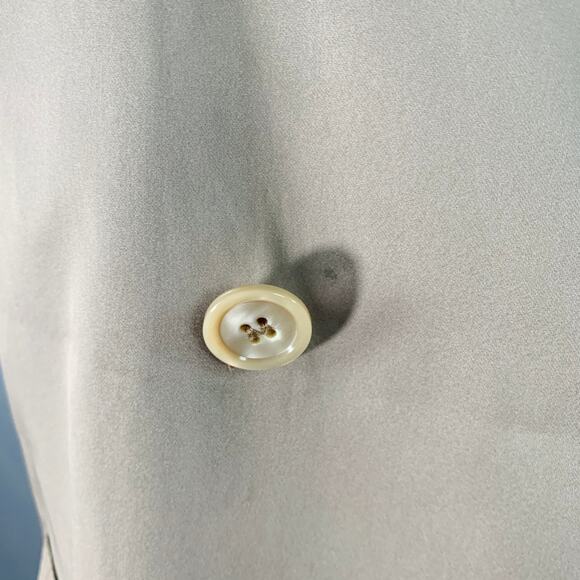 DANIELE ALESSANDRINI Size 38 Khaki Satin Double Breasted Belted Jacket - Picture 6 of 11